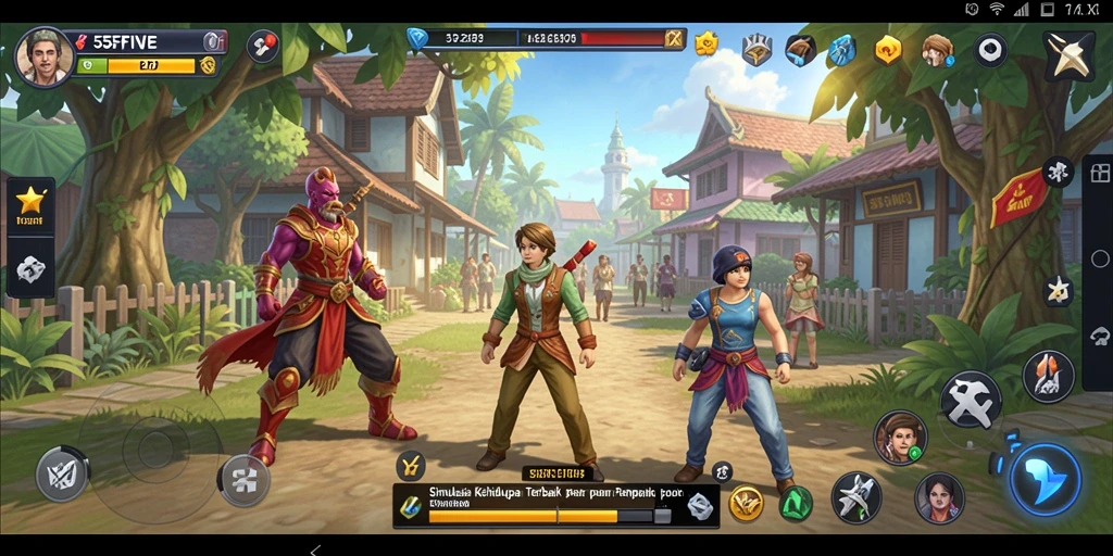 Tampilan gameplay menarik di 55FIVE dengan simulasi kehidupan.