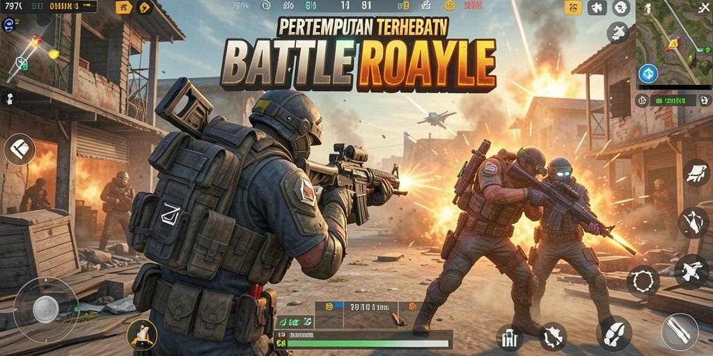 Gameplay seru dan menegangkan dalam 797K saat bertarung di arena.