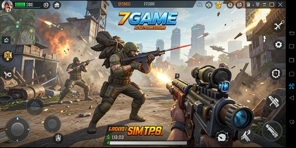 Tampilan gameplay seru dari 7GAME dalam TPS yang menantang.
