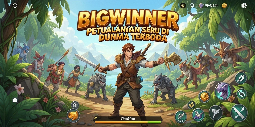 Tangkapan layar gameplay BIGWINNER menunjukkan dunia terbuka yang luas dan kaya.