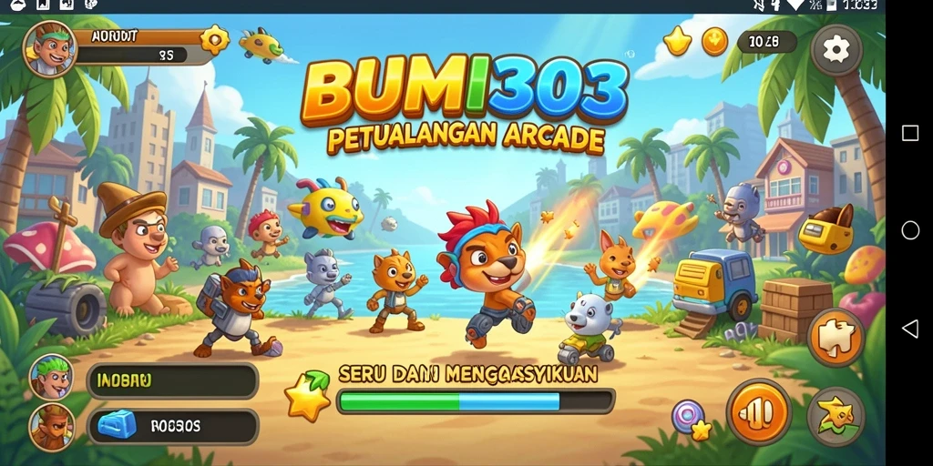 Tampilan gameplay seru dan penuh warna dari BUMI303.