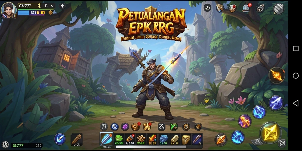 Screenshot gameplay CV777 menampilkan pertarungan epik dan eksplorasi menawan.