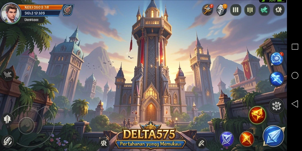 Tampilan seru dari gameplay Tower Defense DELTA575 yang menegangkan.