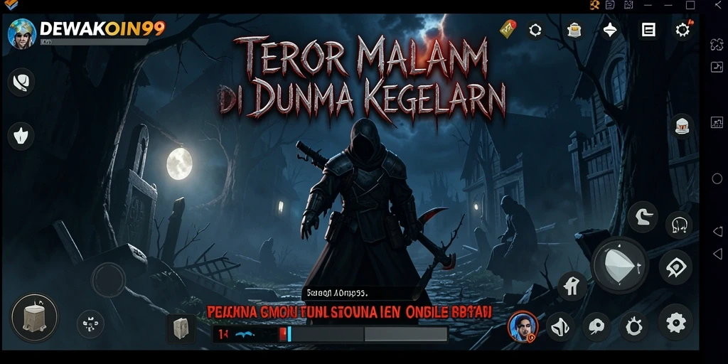 Tampilan gameplay menyeramkan dari DEWAKOIN99 dengan efek suara yang mencekam.