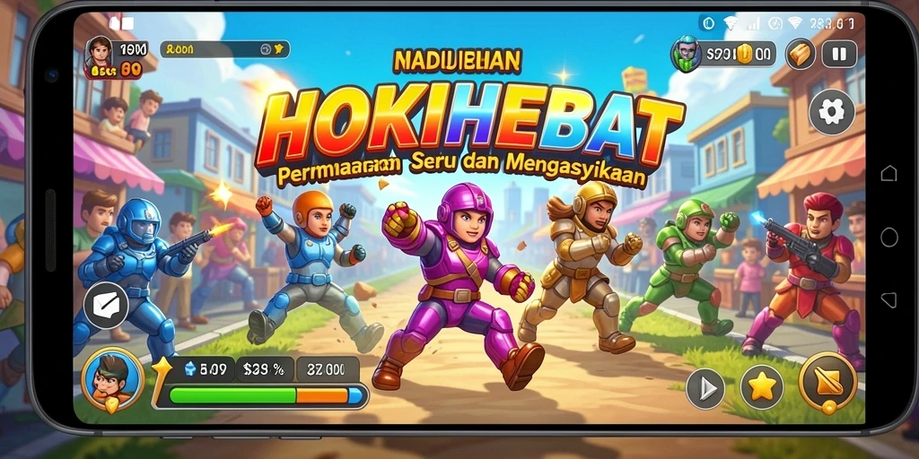 Gameplay seru HOKIHEBAT dengan aksi arcade yang mendebarkan.