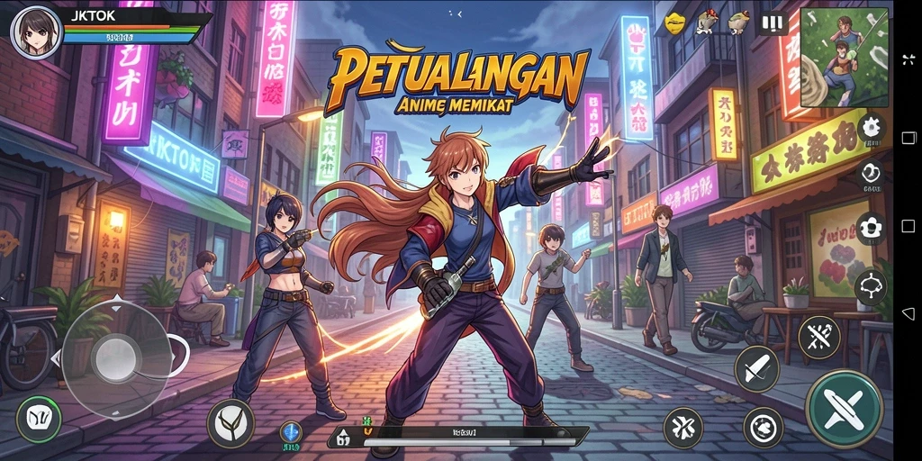 Tampilan gameplay JKTOK dengan aksi seru karakter anime.