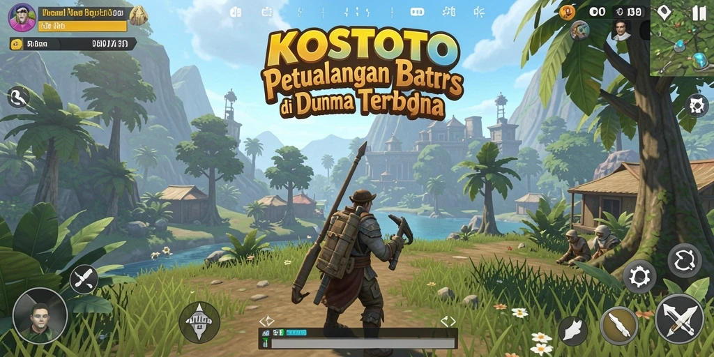Screenshot gameplay KOSTOTO menampilkan dunia terbuka yang luas dan bebas dijelajahi.