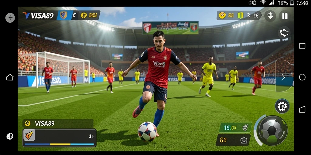 Tampilan gameplay <strong>VISA89</strong> yang menegangkan di lapangan sepak bola.